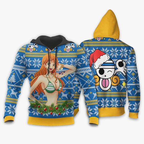Divesart - Nami Ugly -joulupusero ja -huppari, yksilölliset One Piece -anime-joululahjat